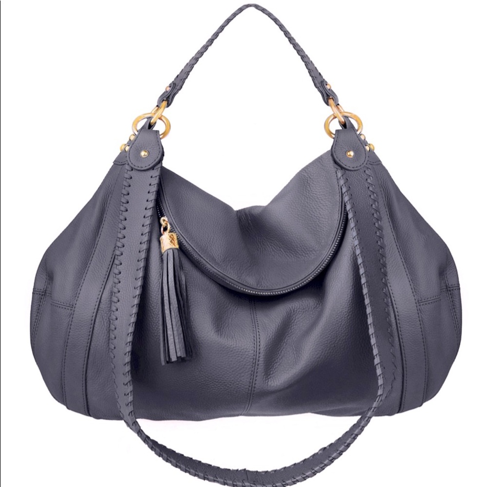 Onna Ehrlich Rachel Leather Hobo Bag - Grey - NEW
